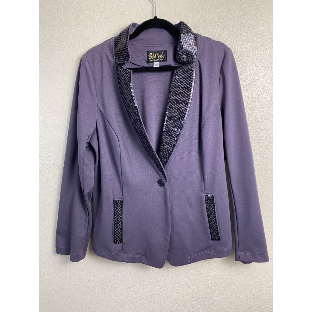 LAST CHANCE  Bob Mackie Sequin Purple Blazer Jacket Women sz Medium